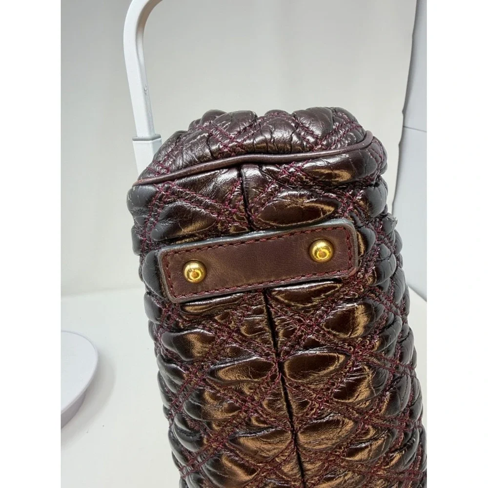 Marc Jacobs Quilted Leather Stam Bag Deep Plum Maroon Contrast Stitch Fall 2007
